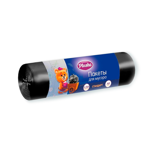 PLUSHE мешки для мусора стандарт 120л 10шт черный 