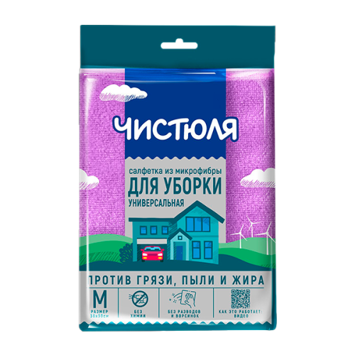 ЧИСТЮЛЯ - ДОННА РОЗА салфетка универсальная, микрофибра