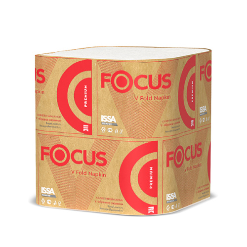 FOCUS Двухслойные салфетки диспенсерные PREMIUM 16,8 х 23 см 200 листов белые